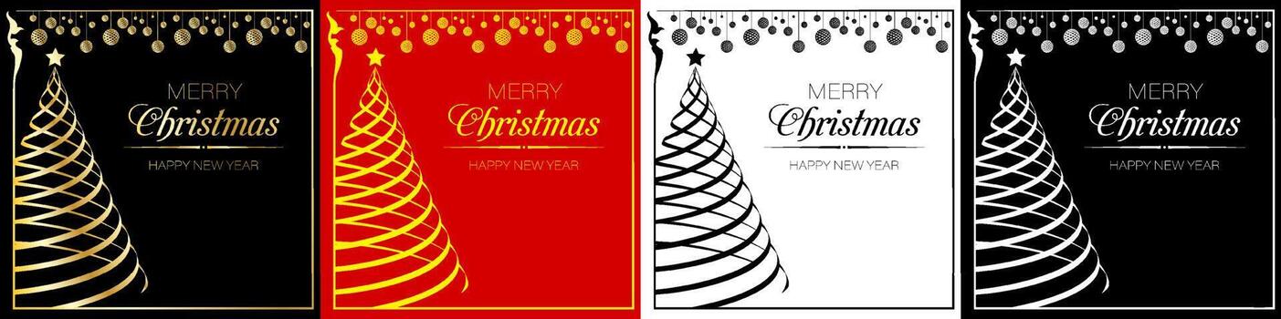 Square flyer with paper Christmas tree. Festive background for greeting card, New Year web baner. Minimalistic vector