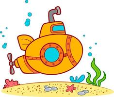 Cute Submarine cartoon. Submarine clipart vector