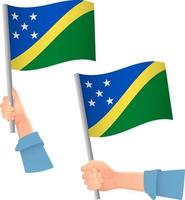 Solomon Islands flag in hand icon vector