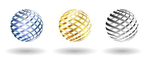 Christmas balls. Set of New Year decorations with abstract ornament. Merry Christmas. New Year celebration. Realistic vector on white background