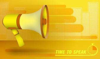 megaphone on background of metropolis, loudspeaker of director of cinema Speeches of the speaker at rallies, strikes and meetings. Campaign banner vector