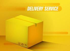 Fast delivery and transportation of goods from stores. Online order. Realistic closed cardboard box. Concept for a website. Color vector