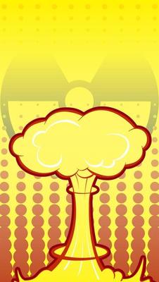 nuclear explosion in comic style. Danger of using weapons of mass destruction. International Day Against Nuclear Tests. Black and white vector