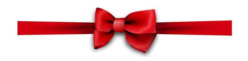 red realistic silk bows. Elements for festive decoration of boxes and cards. Vector on white background