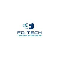 FD, DF Tech Logo Design vector