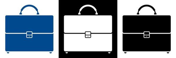 Icon set. Briefcase, suitcase of businessman for carrying business documents. Storage of important information, archive. Black and white vector