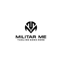 mm iniciales para logotipo militar vector