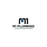 M1 plumbing logo design template vector