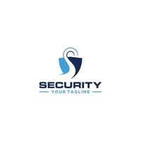 Letter S with padlock for security logo design vector