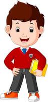 kids boy carrying book cartoon vector