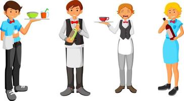 Set of Waiter character design vector