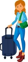 young women tourists with travel bag vector