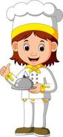 chef cook holding dish vector