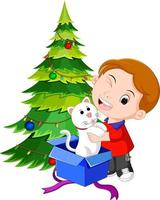 Kids getting presents for Christmas vector