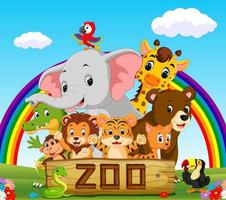 colección de animales del zoológico con guía vector