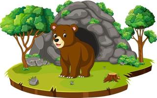 bear in front of the cave vector