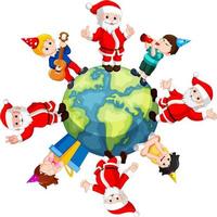 Happy Santa Claus and kids vector