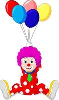 payaso con globo de colores vector