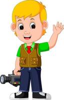 Cute cartoon a cameraman vector