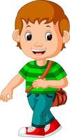 Cute boy go to school vector