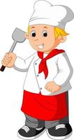 chef holding spatula vector