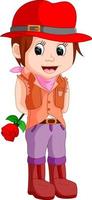 Cartoon of a girl with a flower vector