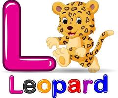 lindo leopardo y alfabeto vector