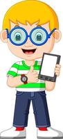 a boy using a tablet vector