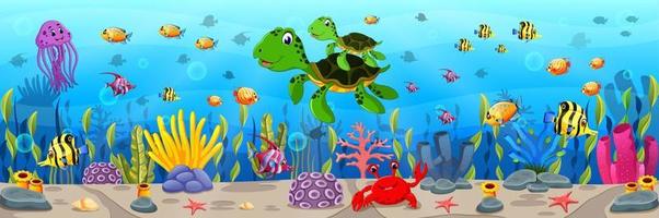 Cartoon turtle underwater vector