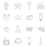 Mining icon set outline vector