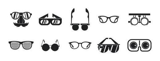 Glasses icon set, simple style vector