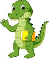 Cute crocodile carrying book