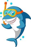 shark with diving equipment vector