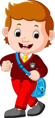 Cute boy with backpack cartoon