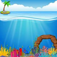 Underwater scene with tropical coral reef vector