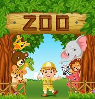 collection of zoo animals with guide vector