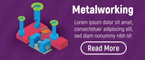 Metalworking concept banner, isometric style vector