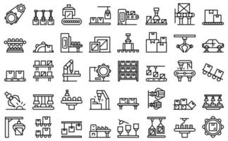 Serial production icons set outline vector. Industrial batch vector