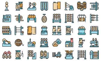 Thread production icons set vector flat