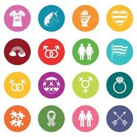 Lgbt icons many colors set vector