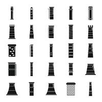 Chimney icons set simple vector. Roof sweep vector