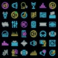 Acoustics icons set vector neon