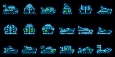 Rescue boat icons set vector neon