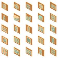 Frame icons set, isometric style vector