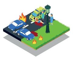 Crash concept banner, isometric style vector