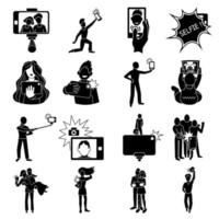 Selfie icons set, simple style vector