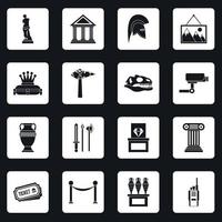 Museum icons set squares vector