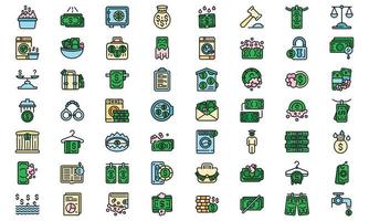 Anti-money laundry icons set line color vector