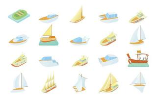 Boat icon set, cartoon style vector