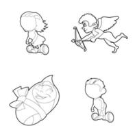 Kids icon set, outline style vector